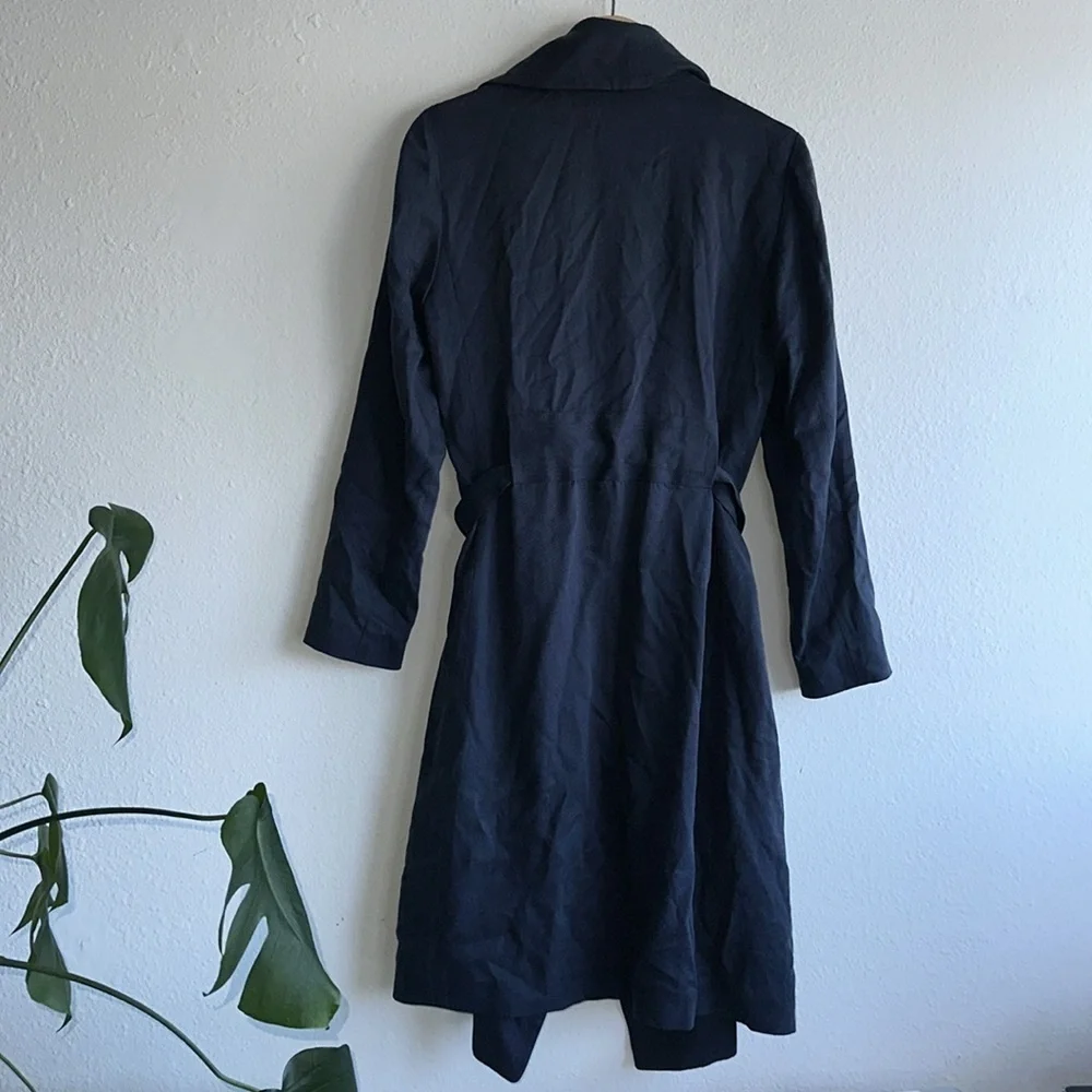 Club Monaco Gideon Navy Blue Draped Trench Coat Sz. S - Picture 10 of 11